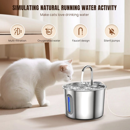 Temaris PureFlow Edelstahl-Trinkbrunnen für Katzen